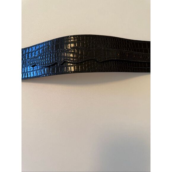 Vintage Chacon Ranger Belt Black Crocodile Sterling Silver 4 Piece Buckle Sz 30 main image 6